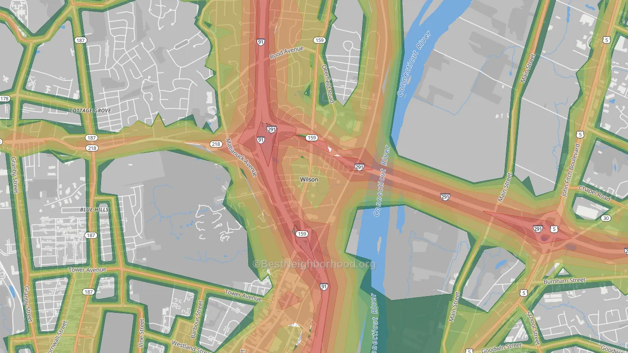 Wilson, CT Map of Noise Levels in Wilson