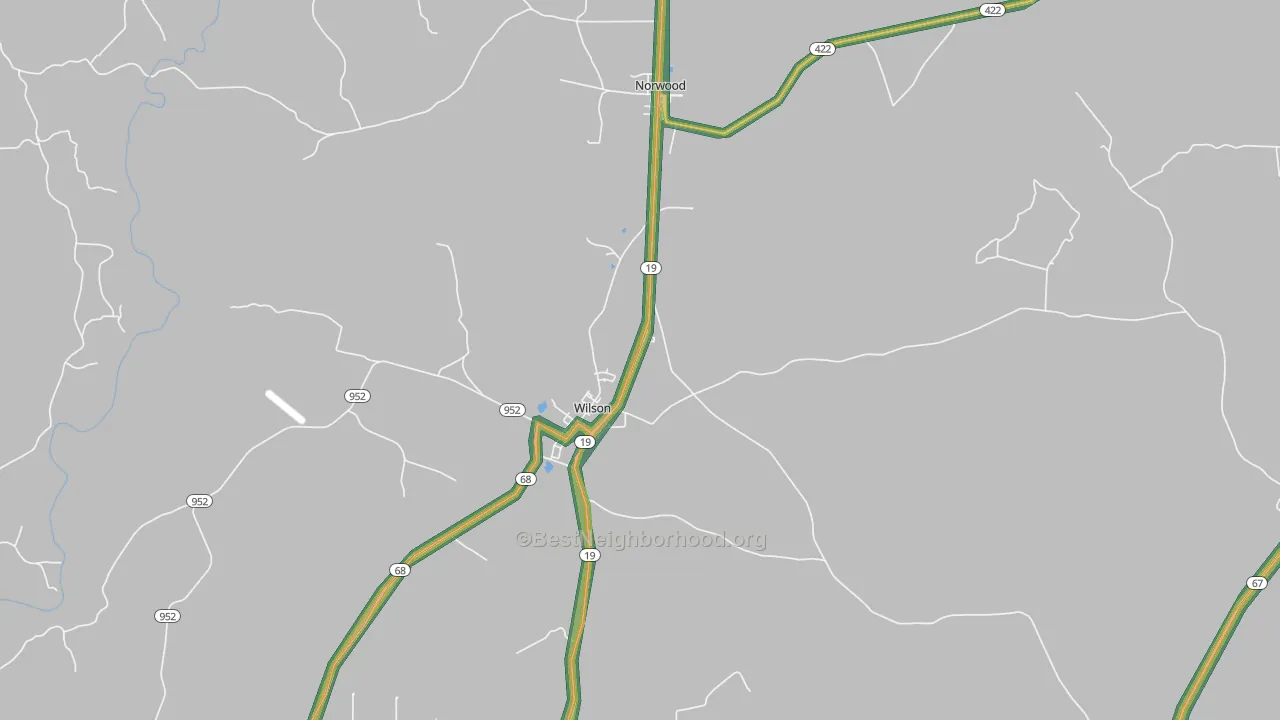 Wilson, LA Map of Noise Levels in Wilson