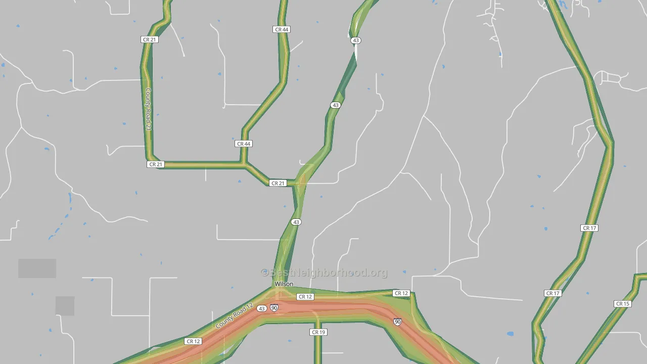 Wilson, MN Map of Noise Levels in Wilson