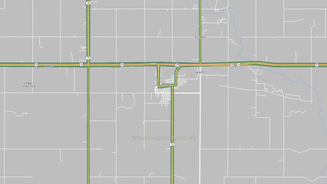 Wilson, OK Map of Noise Levels in Wilson
