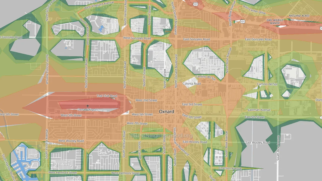 Wilson, Oxnard, CA Map of Noise Levels in Wilson