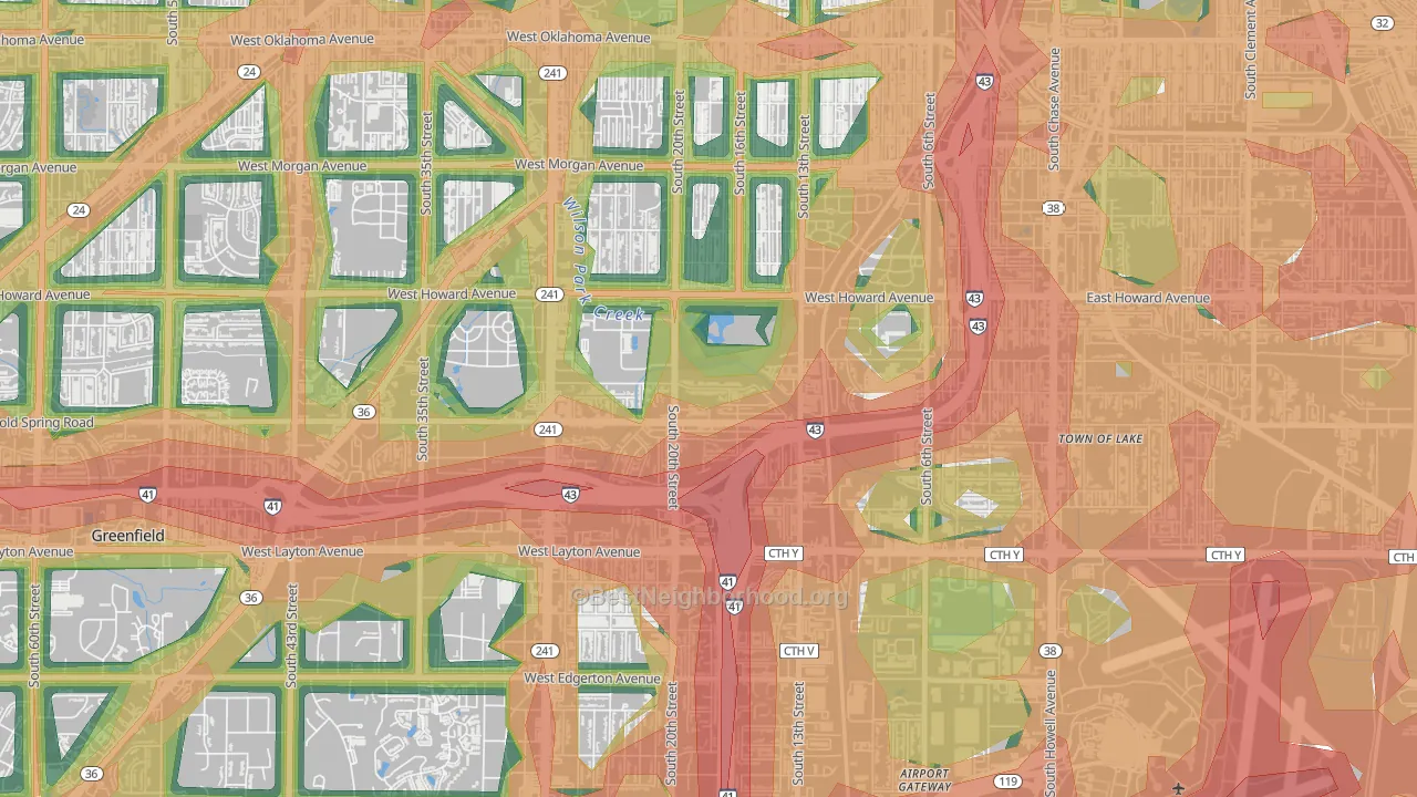 Wilson Park, Milwaukee, WI Map of Noise Levels in Wilson Park