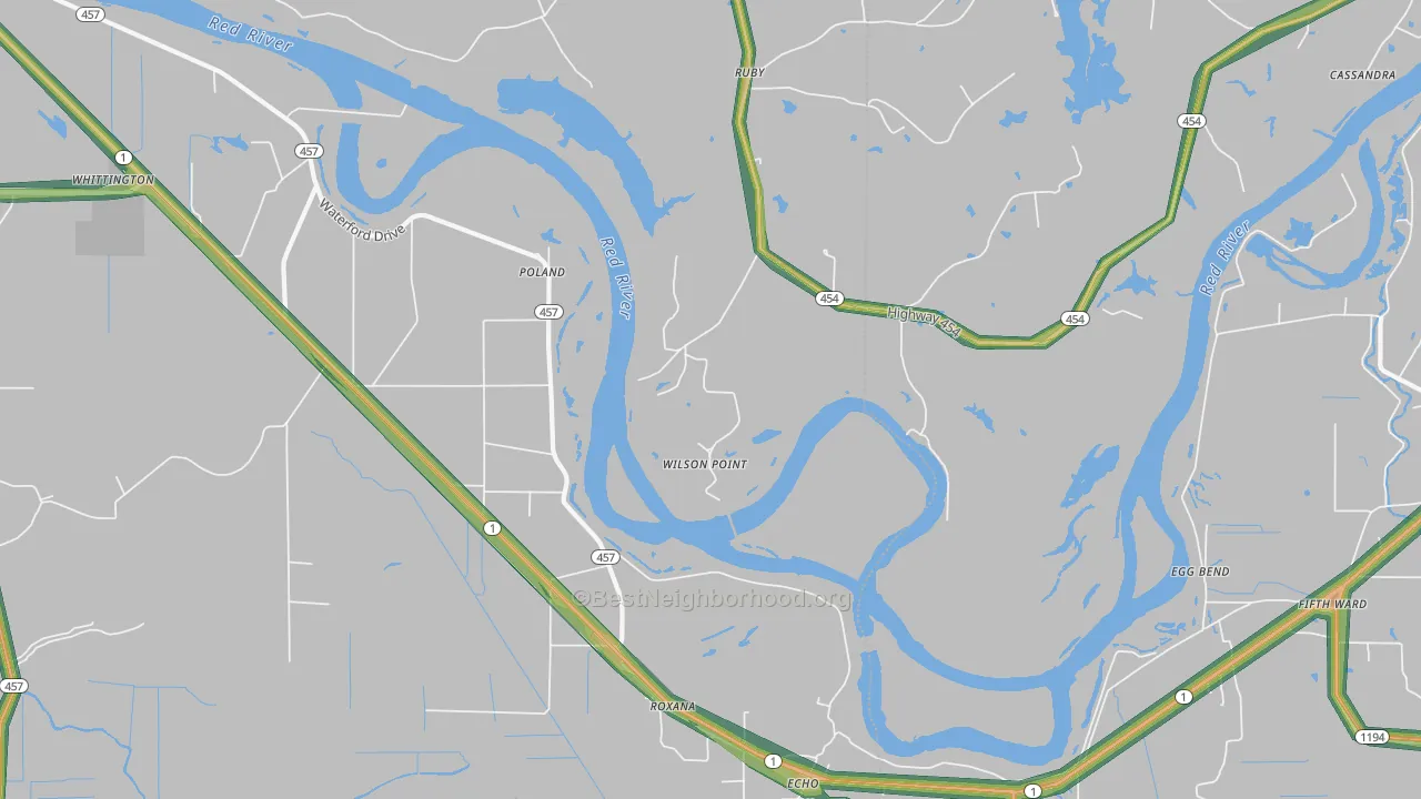 Wilson Point, LA Map of Noise Levels in Wilson Point