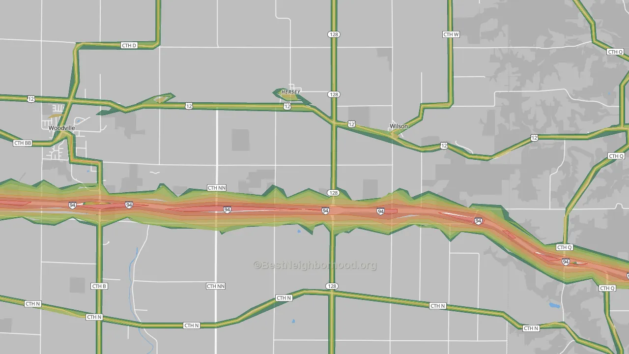Wilson, WI Map of Noise Levels in Wilson