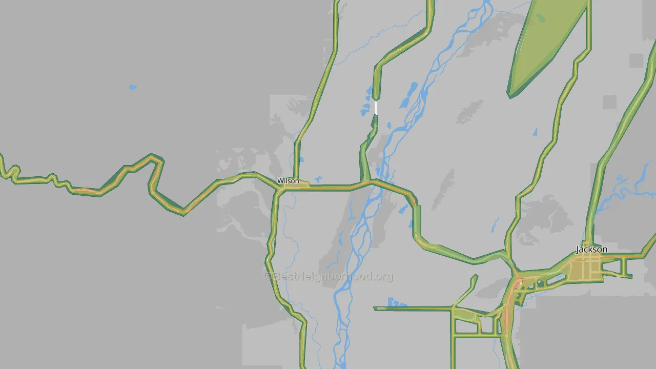 Wilson, WY Map of Noise Levels in Wilson