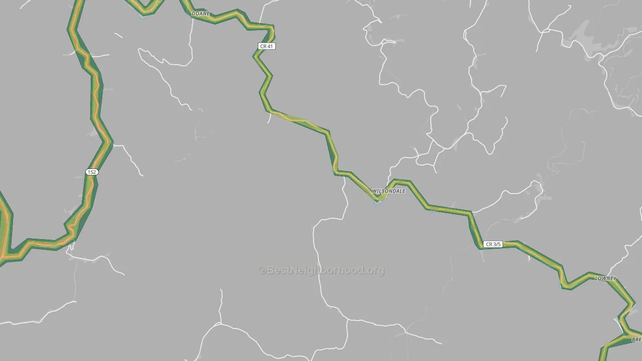 Wilsondale, WV Map of Noise Levels in Wilsondale