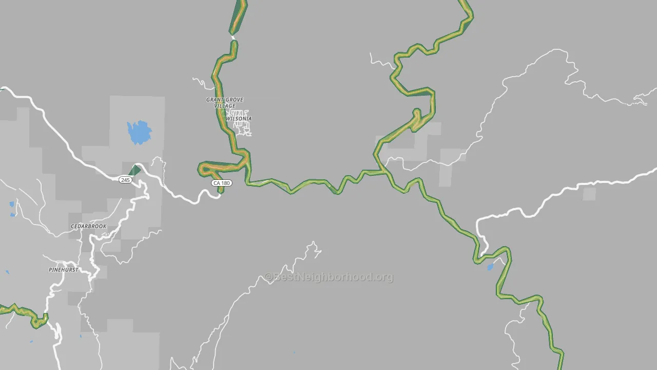 Wilsonia, CA Map of Noise Levels in Wilsonia