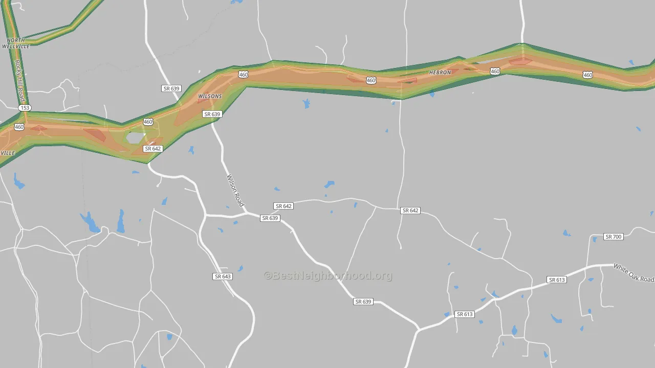 Wilsons, VA Map of Noise Levels in Wilsons