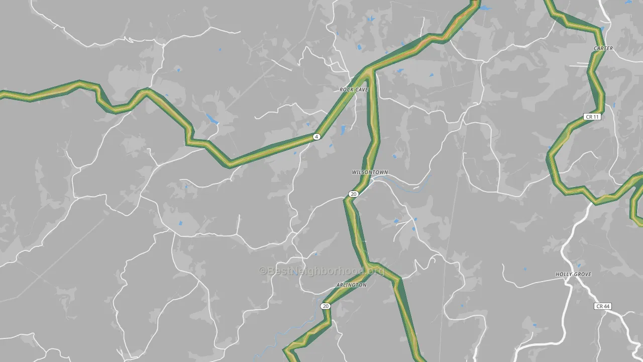 Wilsontown, WV Map of Noise Levels in Wilsontown