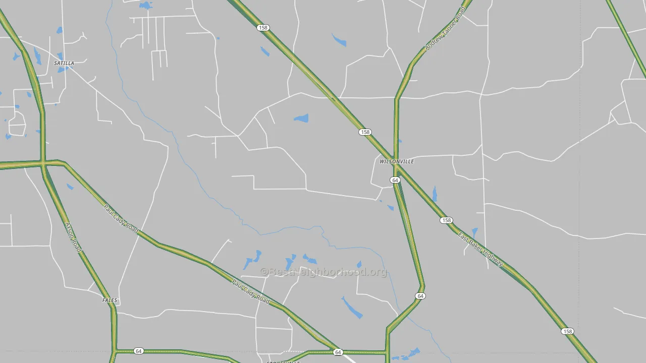 Wilsonville, GA Map of Noise Levels in Wilsonville