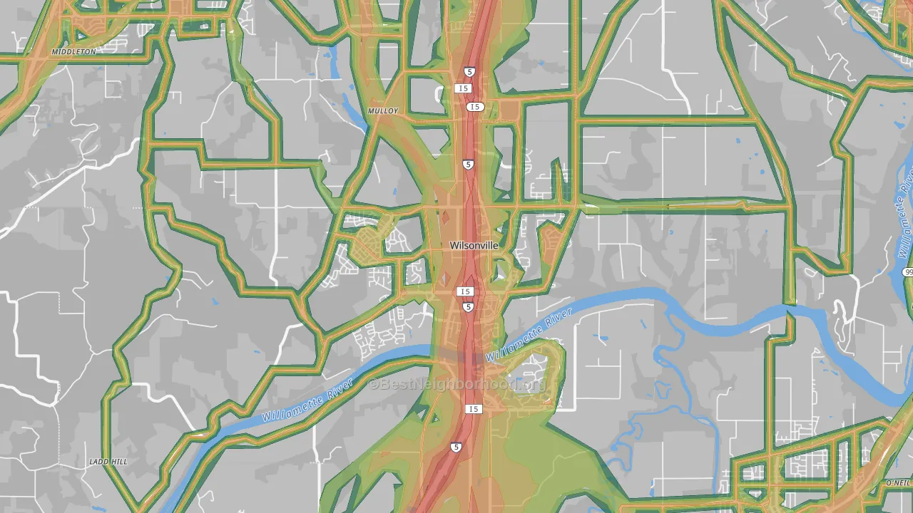 Wilsonville, OR Map of Noise Levels in Wilsonville