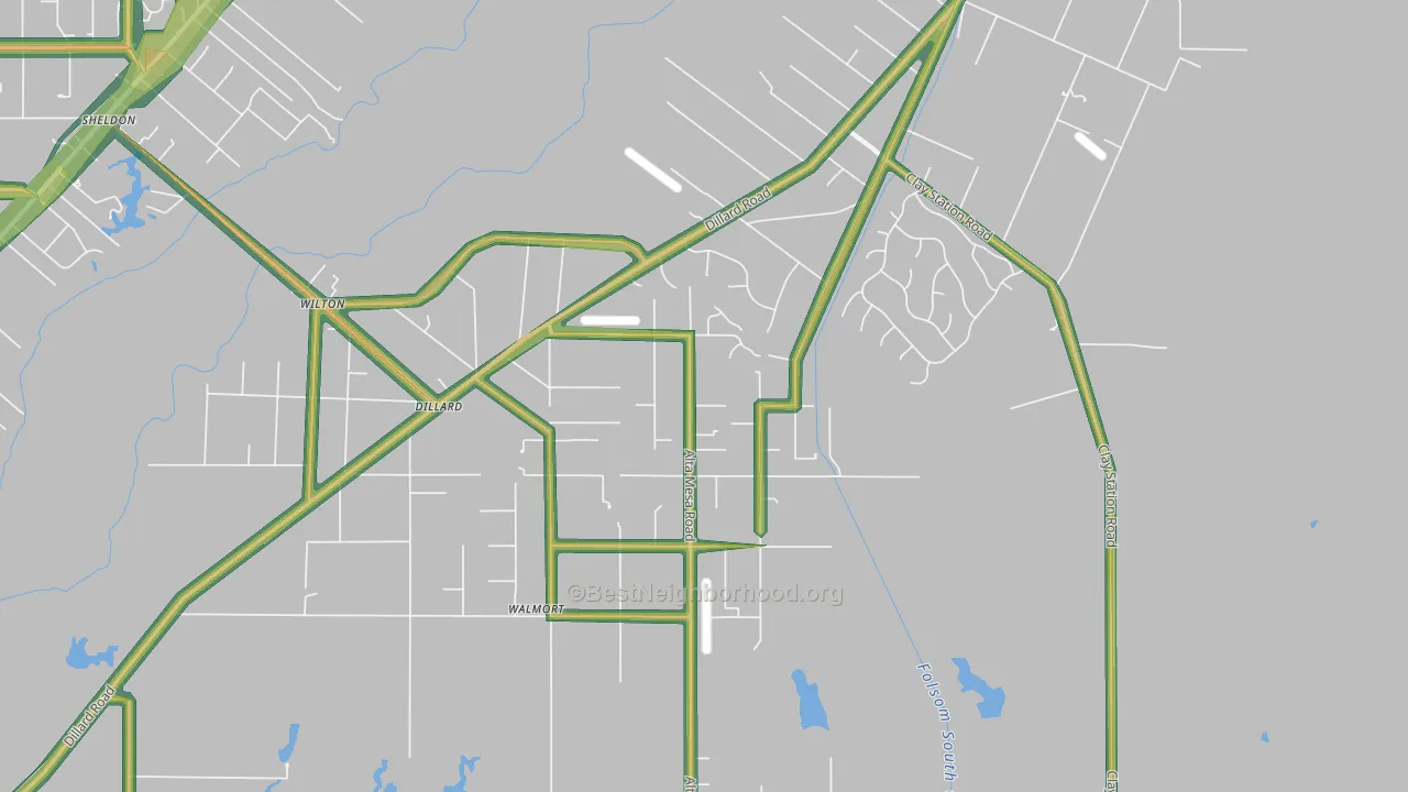 Wilton, CA Map of Noise Levels in Wilton