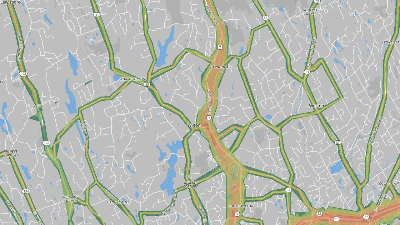 Wilton, CT Map of Noise Levels in Wilton