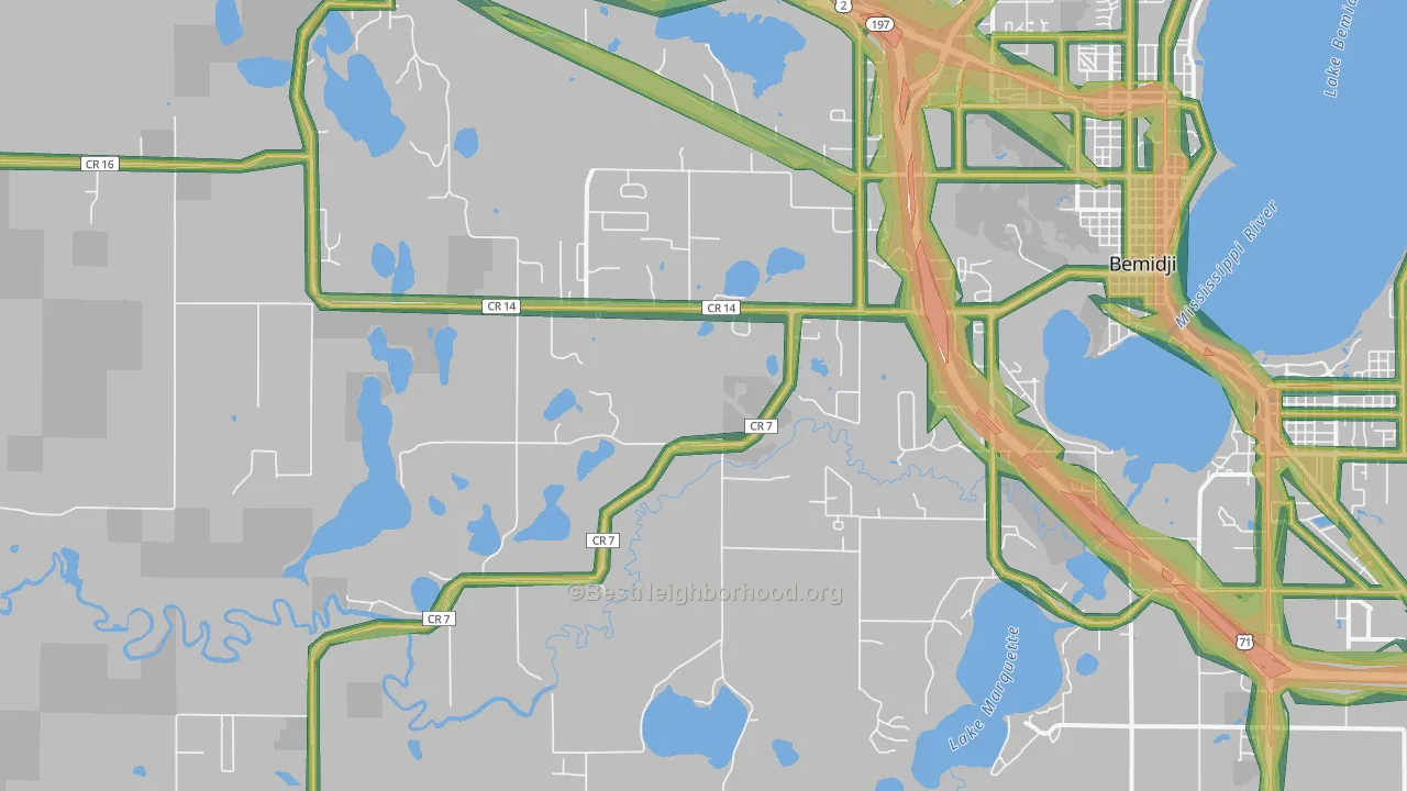 Wilton, MN Map of Noise Levels in Wilton