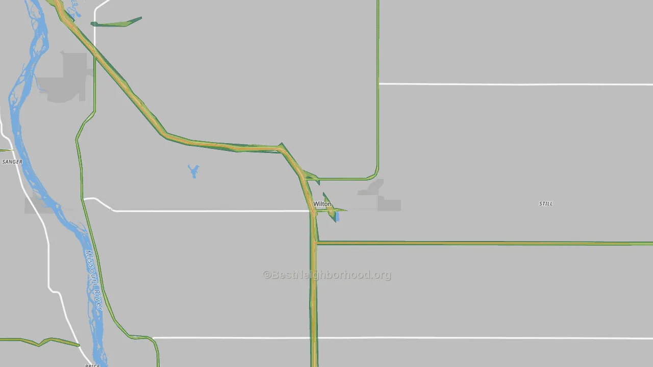 Wilton, ND Map of Noise Levels in Wilton