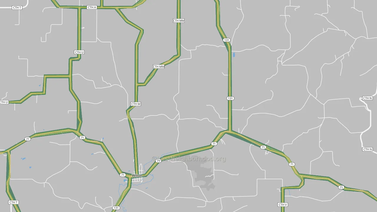 Wilton, WI Map of Noise Levels in Wilton