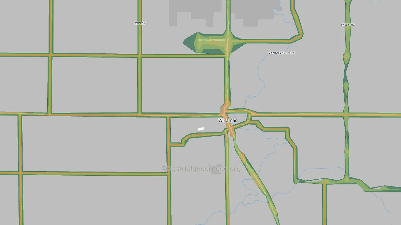 Winamac, IN Map of Noise Levels in Winamac