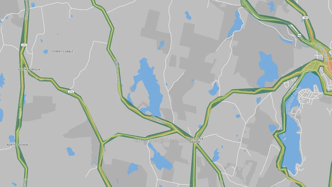 Winchester Center, CT Map of Noise Levels in Winchester Center