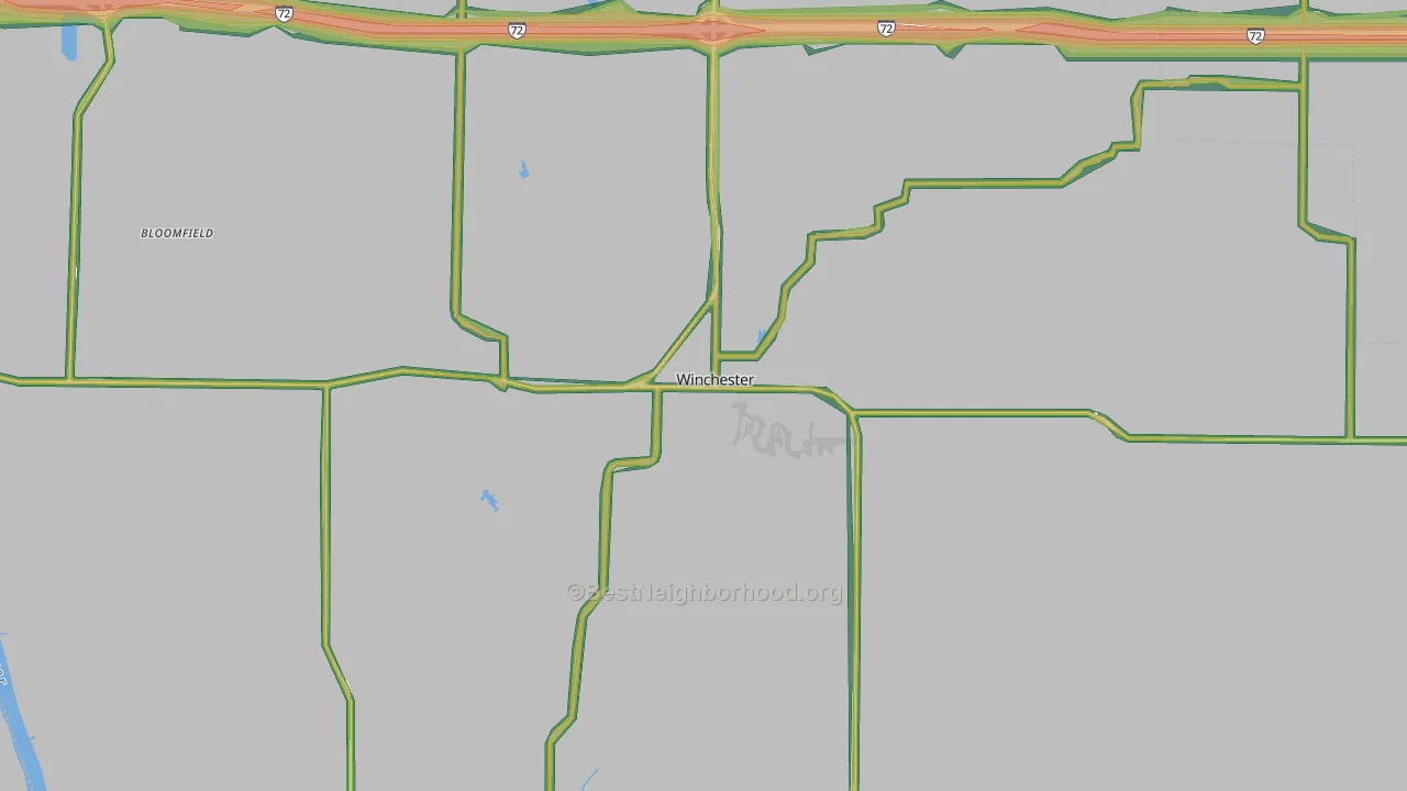 Winchester, IL Map of Noise Levels in Winchester