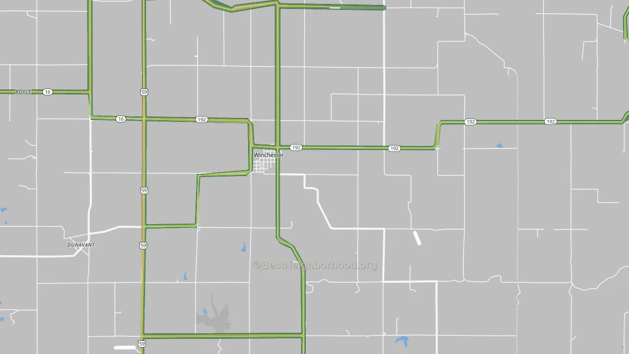 Winchester, KS Map of Noise Levels in Winchester