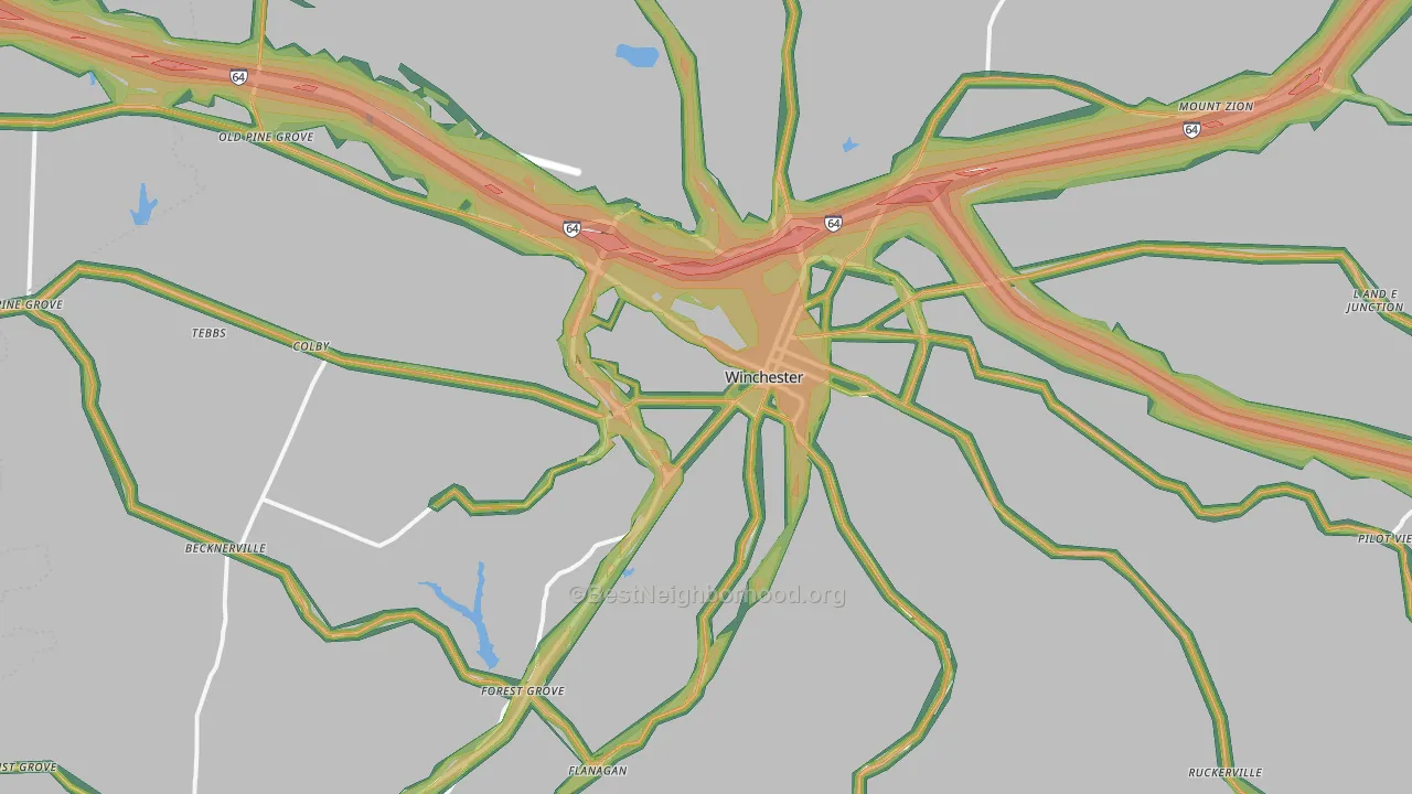 Winchester, KY Map of Noise Levels in Winchester