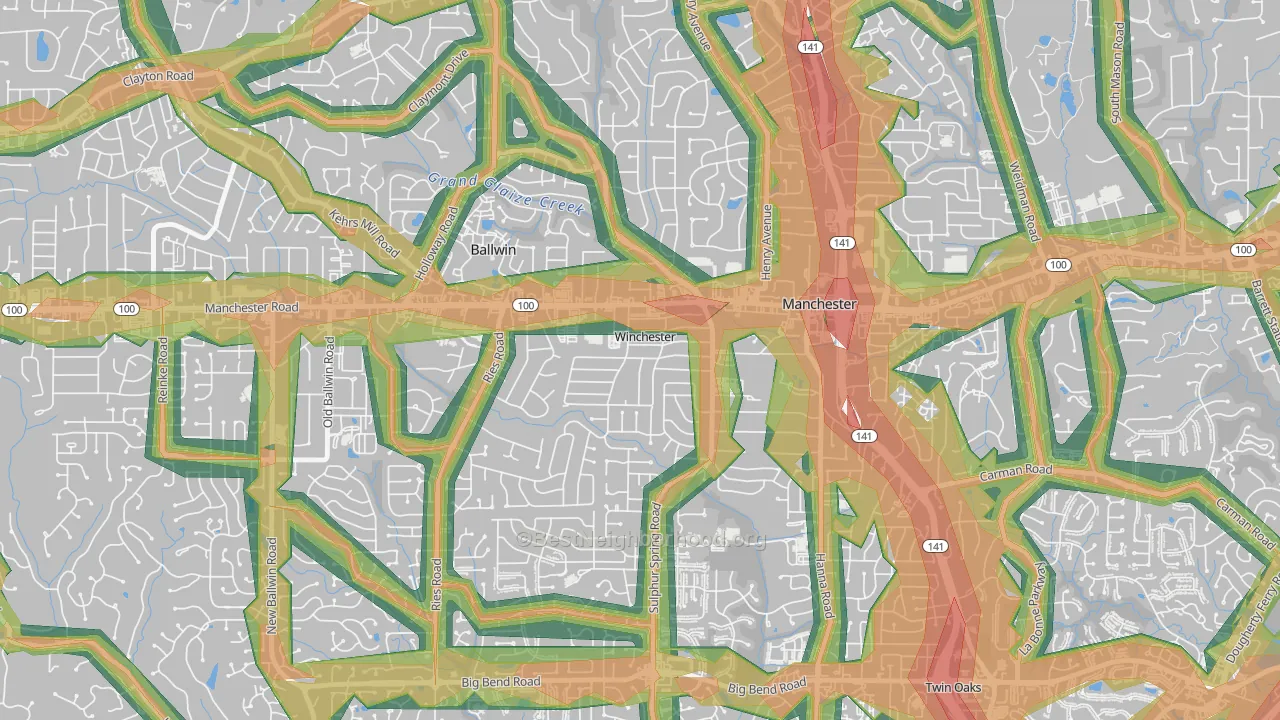 Winchester, MO Map of Noise Levels in Winchester