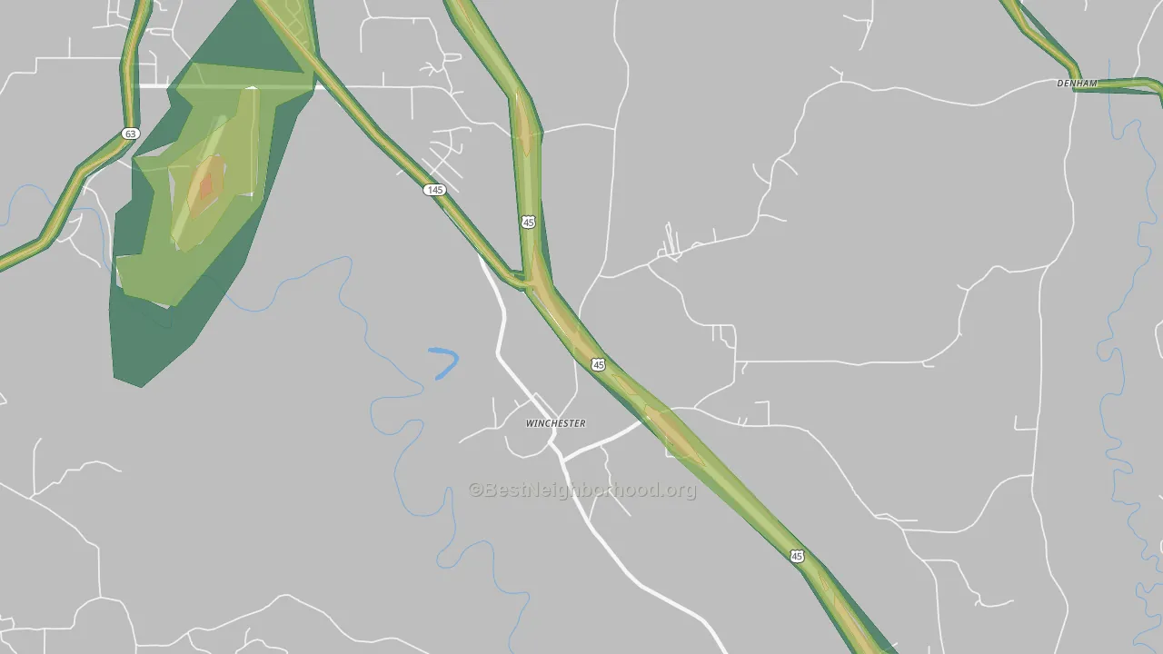 Winchester, MS Map of Noise Levels in Winchester