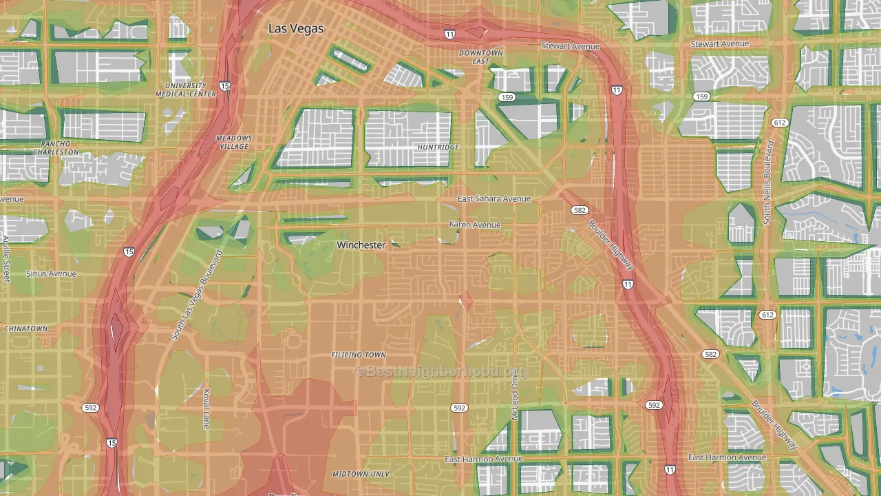 Winchester, NV Map of Noise Levels in Winchester