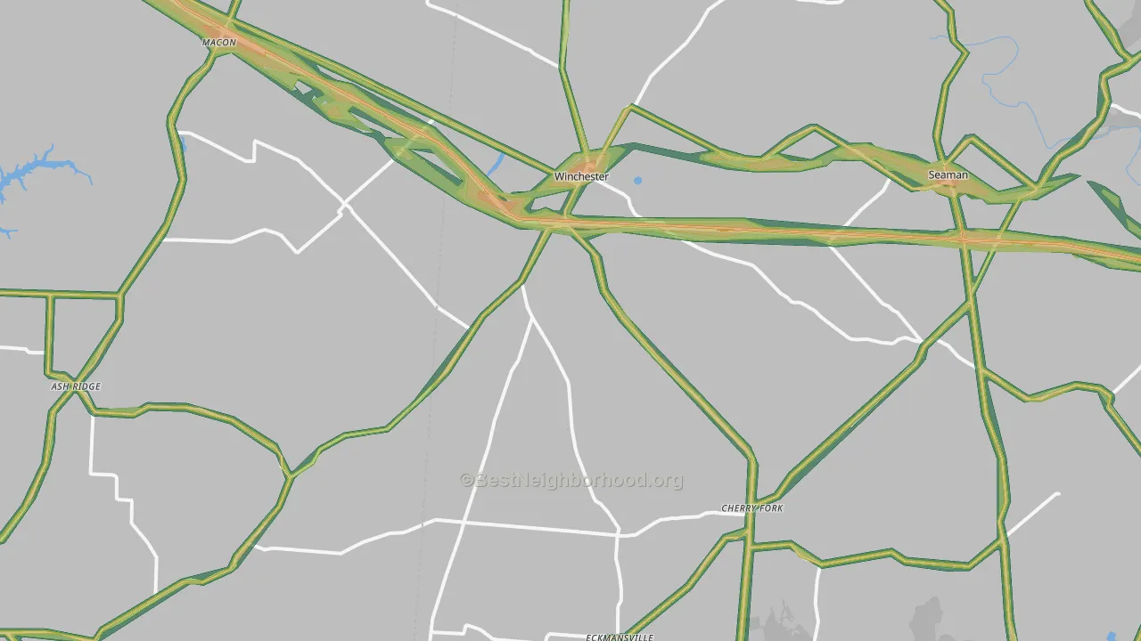 Winchester, OH Map of Noise Levels in Winchester
