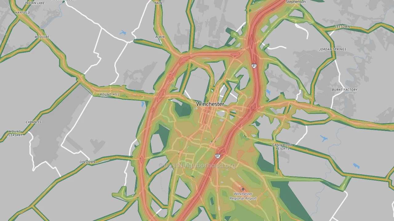 Winchester, VA Map of Noise Levels in Winchester