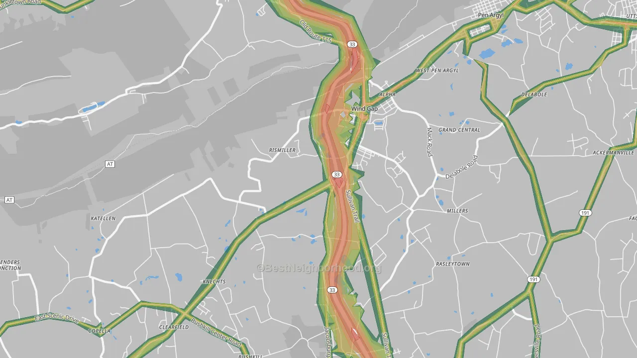 Wind Gap, PA Map of Noise Levels in Wind Gap
