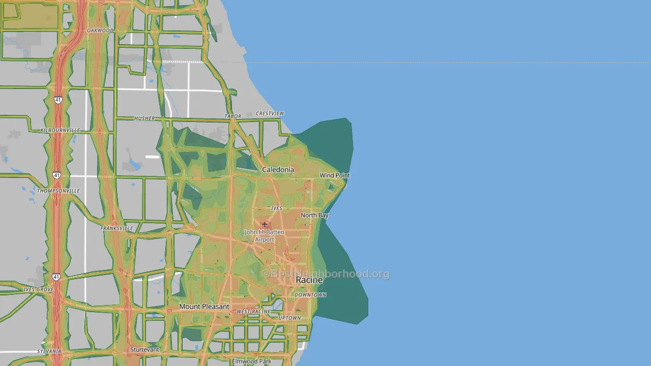 Wind Point, WI Map of Noise Levels in Wind Point