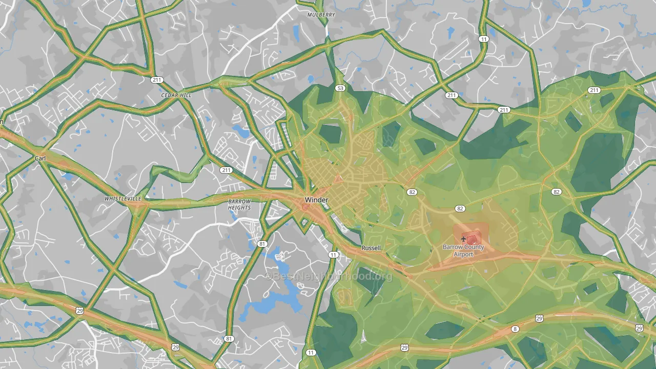 Winder, GA Map of Noise Levels in Winder