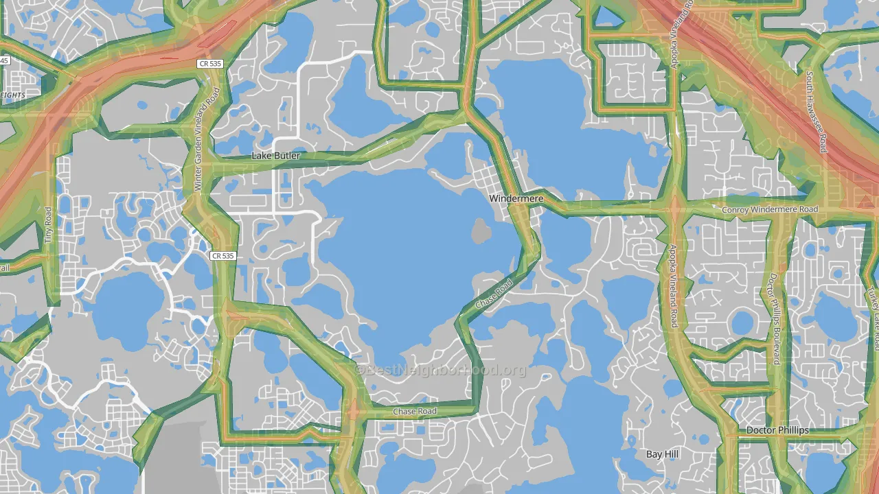 Windermere, FL Map of Noise Levels in Windermere