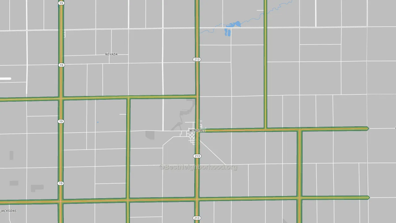 Windfall, IN Map of Noise Levels in Windfall