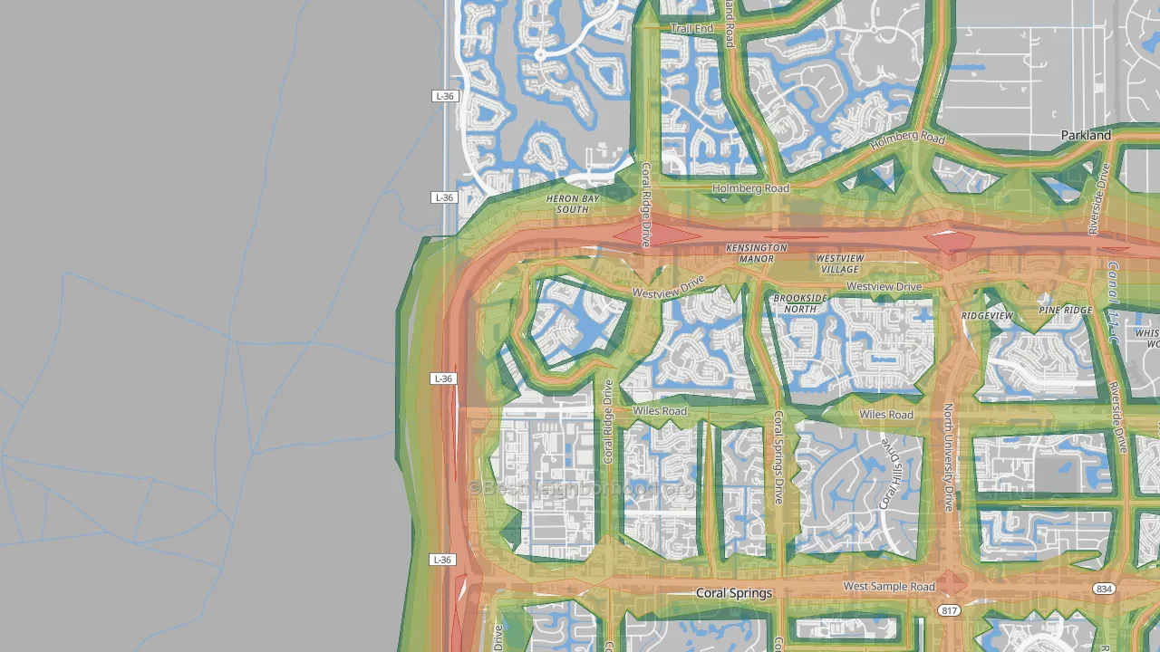 Windham, Coral Springs, FL Map of Noise Levels in Windham