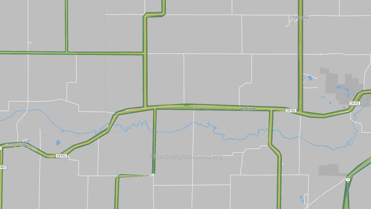 Windham, IA Map of Noise Levels in Windham