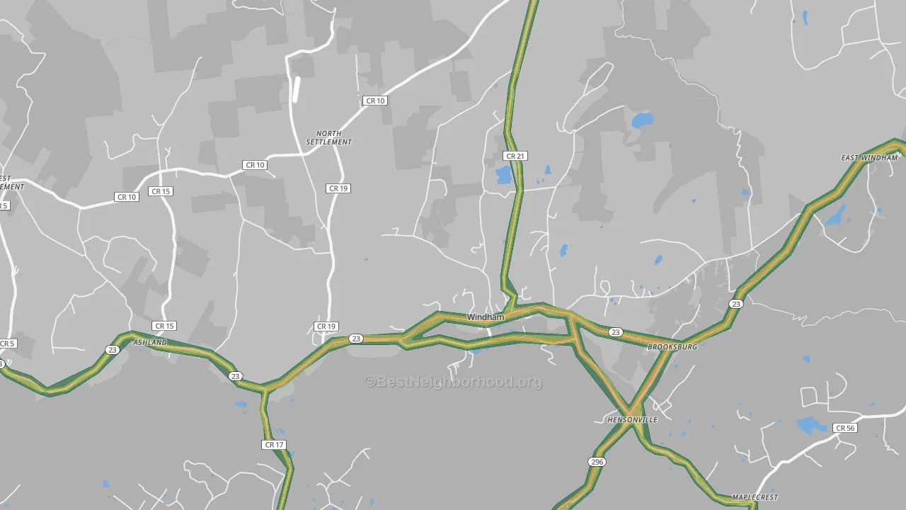 Windham, NY Map of Noise Levels in Windham