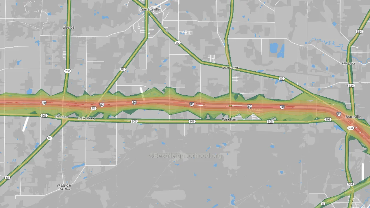 Windham, OH Map of Noise Levels in Windham