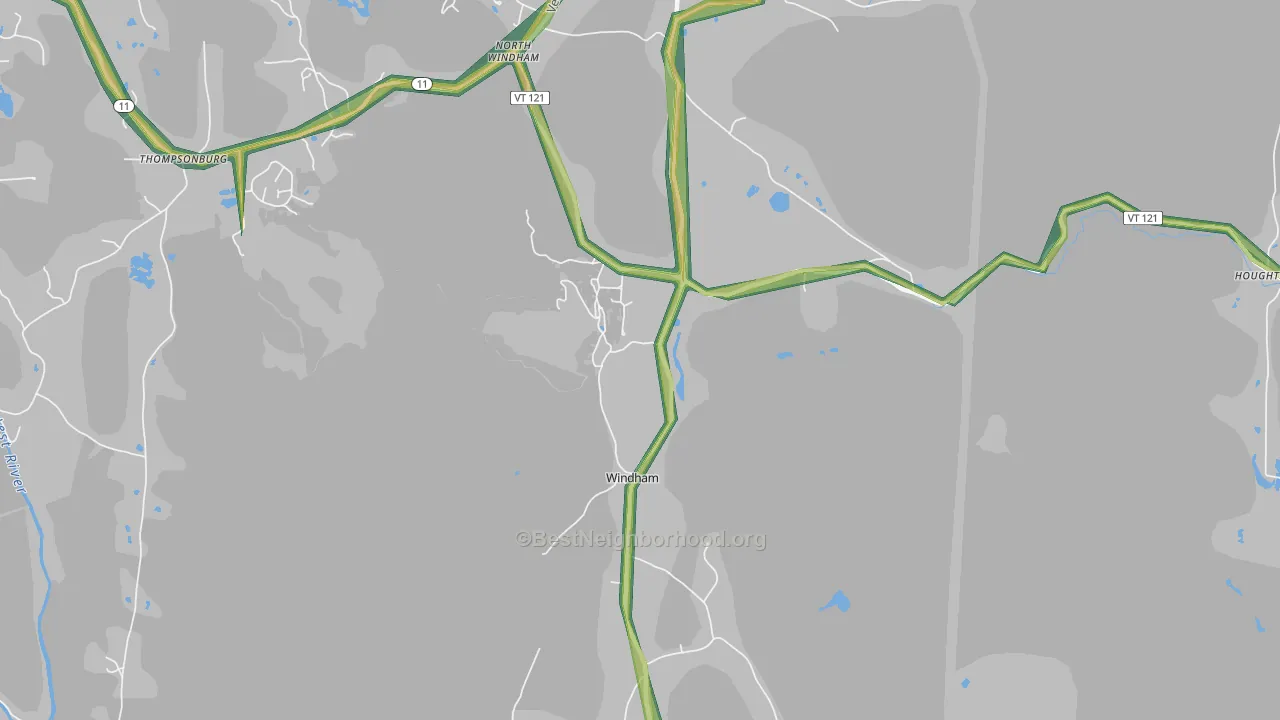 Windham, VT Map of Noise Levels in Windham