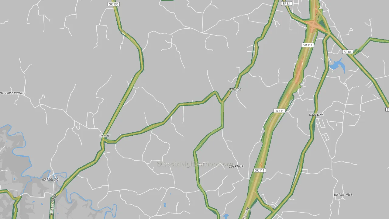 Windle, TN Map of Noise Levels in Windle