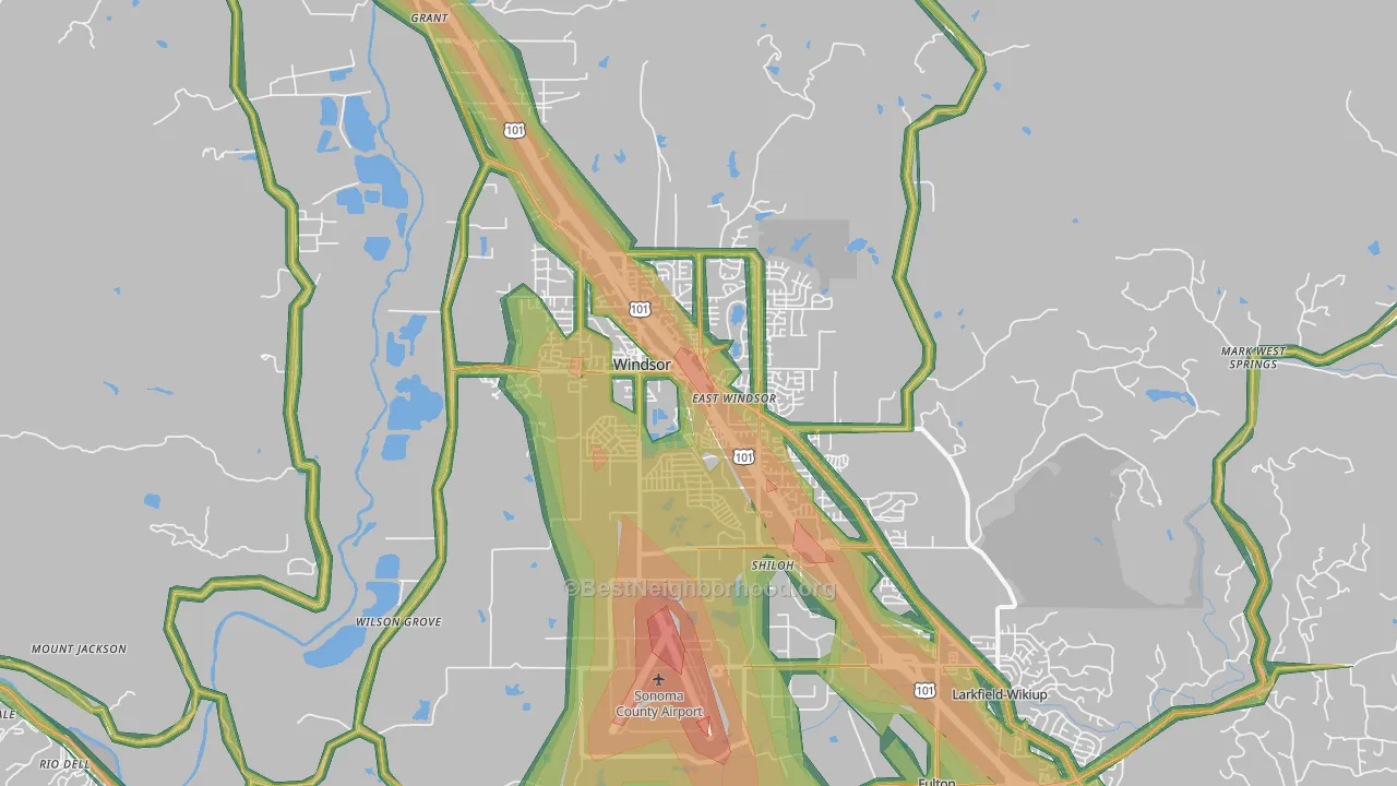 Windsor, CA Map of Noise Levels in Windsor