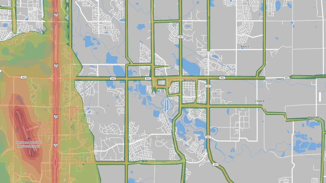 Windsor, CO Map of Noise Levels in Windsor