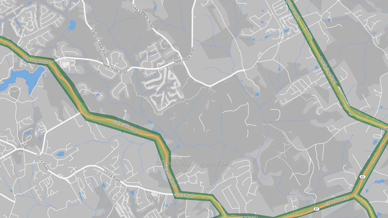 Windsor, GA Map of Noise Levels in Windsor