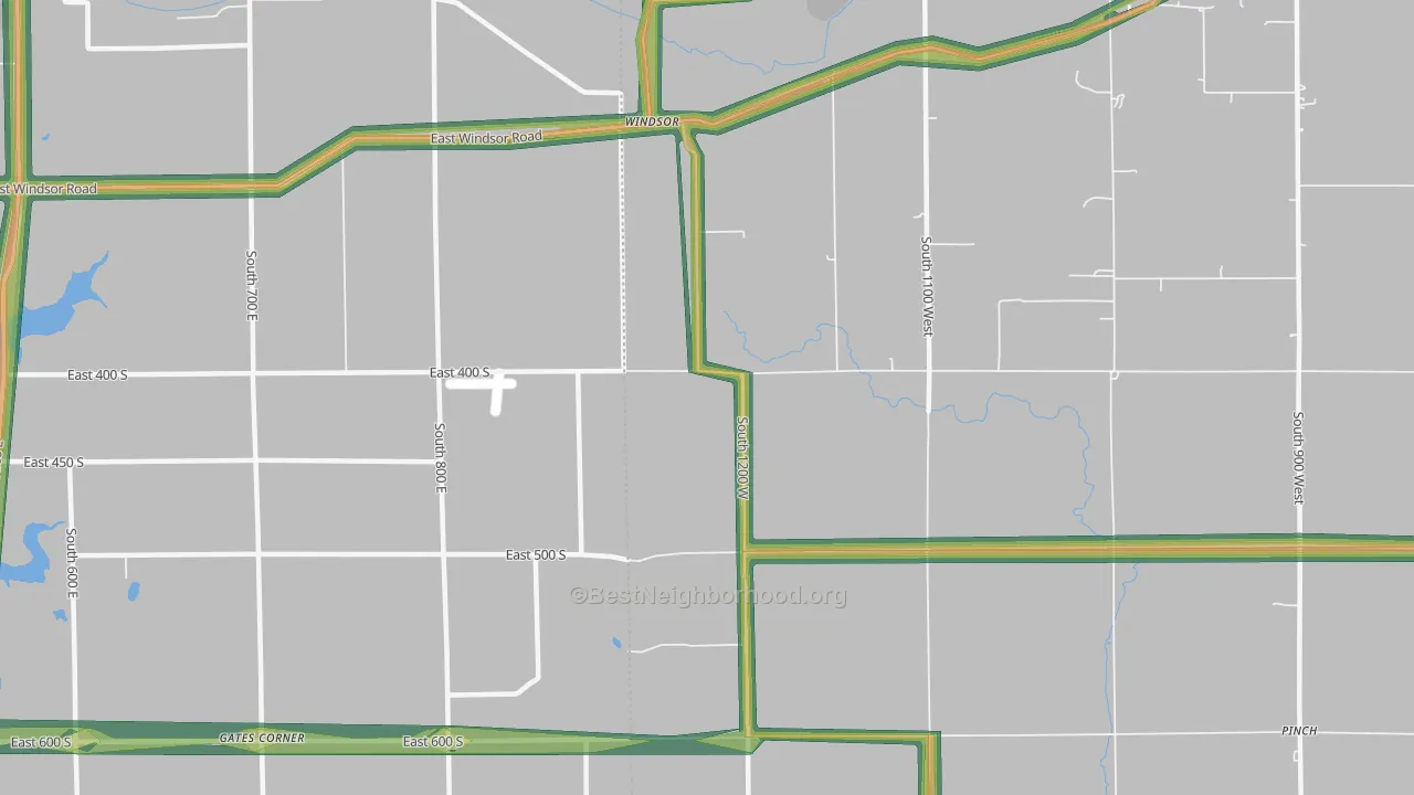 Windsor, IN Map of Noise Levels in Windsor