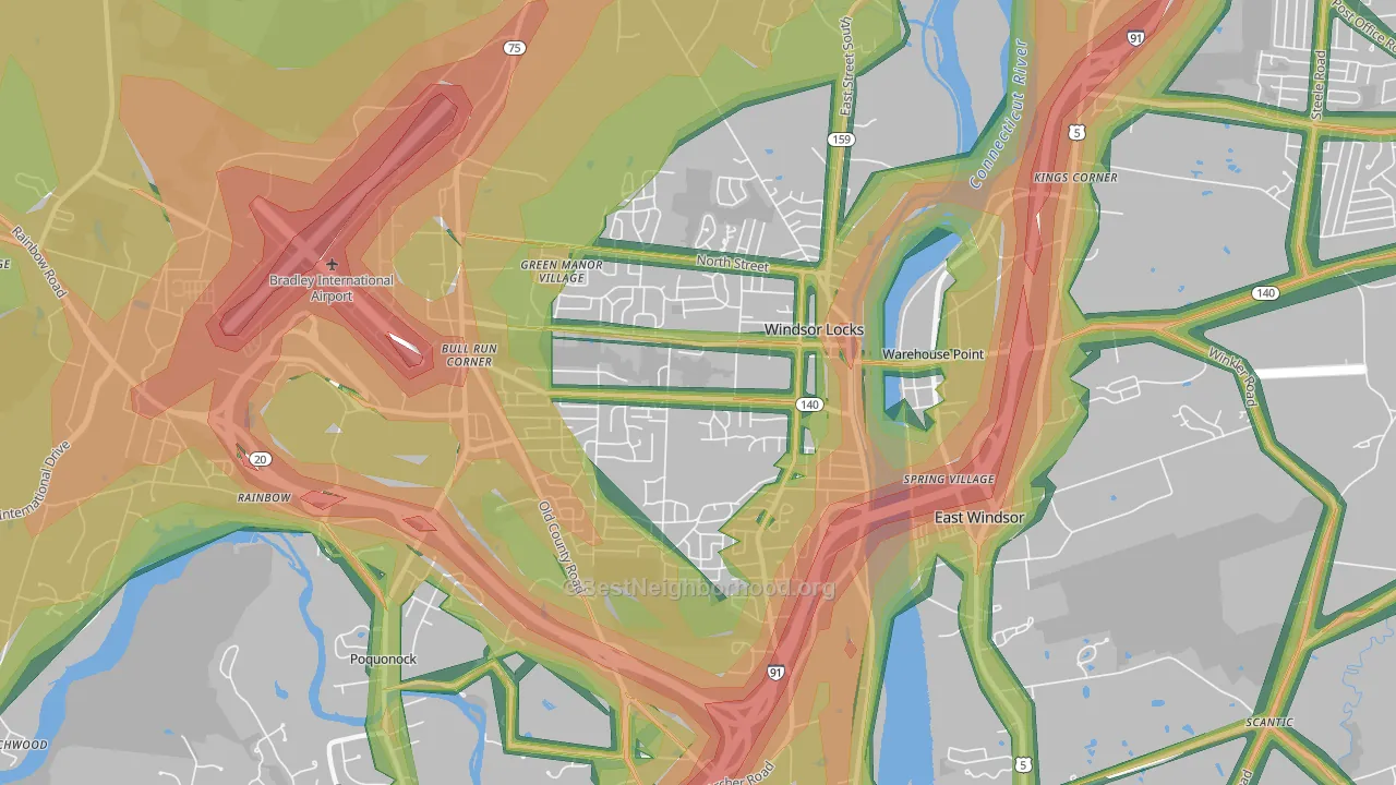 Windsor Locks, CT Map of Noise Levels in Windsor Locks