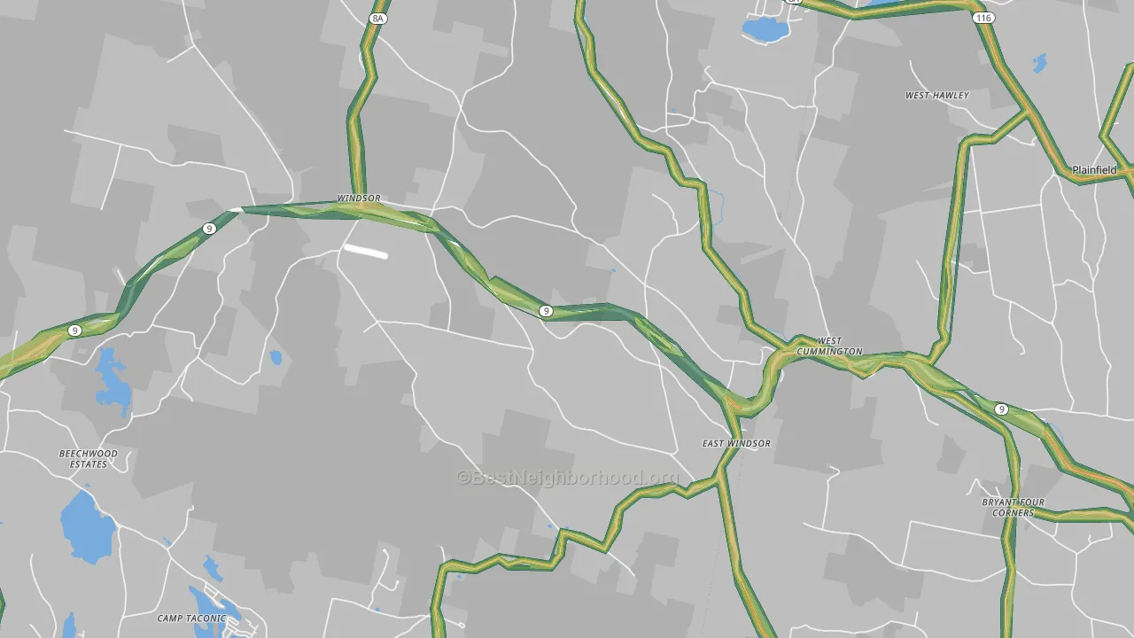 Windsor, MA Map of Noise Levels in Windsor