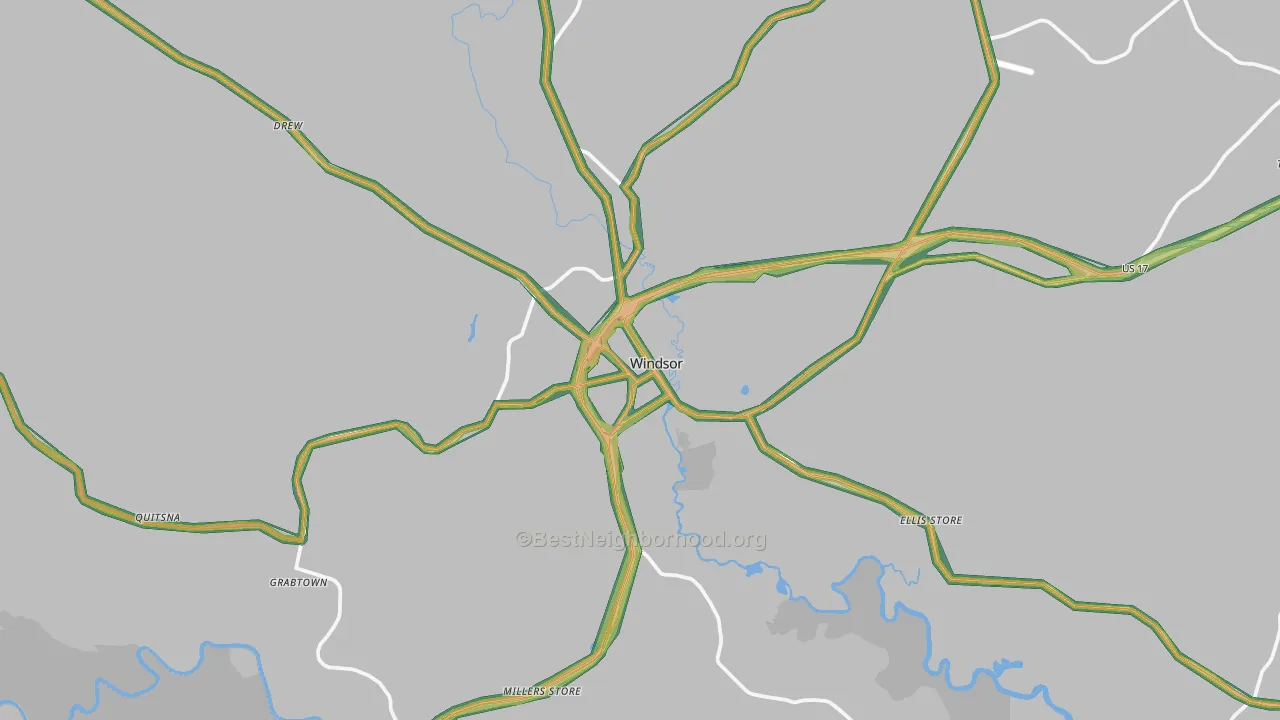 Windsor, NC Map of Noise Levels in Windsor