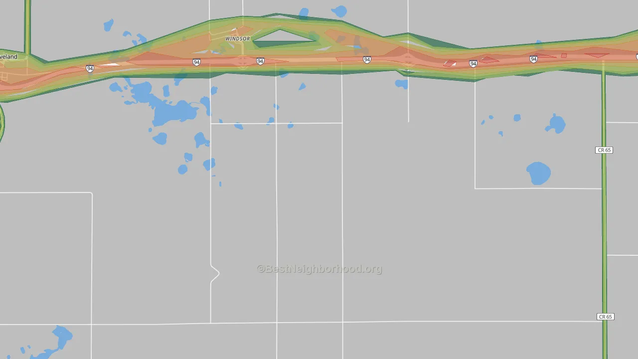 Windsor, ND Map of Noise Levels in Windsor