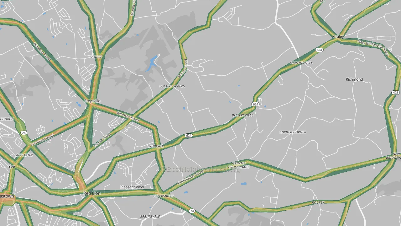 Windsor, PA Map of Noise Levels in Windsor